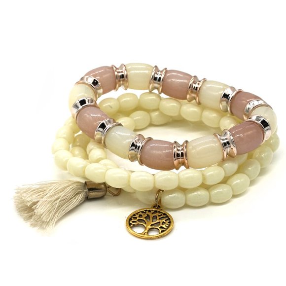 Bracelet with 4 strands , tassel and tree of life charm. OS - Picture 2 of 2